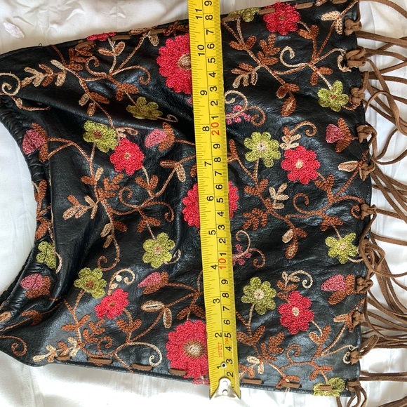 Sandra Leal Embroidered Leather Fringe Bag - Picture 12 of 13